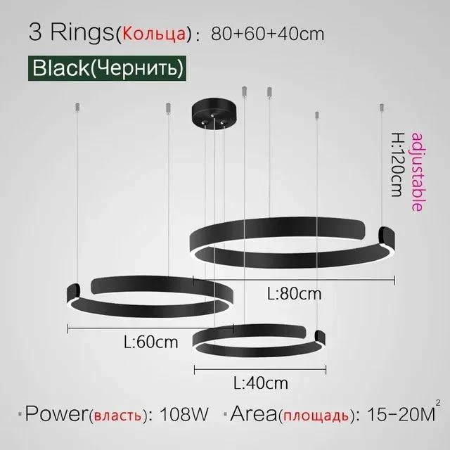Modern Scandinavian Rose Gold Ring Led Pendant Lighting Dimmable Chandelier Home Decorate -