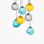 Modern Yellow Blue Stone Glass Pendant Lighting Hanging Lamp