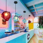 Modern Yellow Blue Stone Glass Pendant Lighting Hanging Lamp