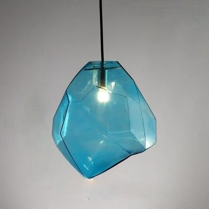 Modern Yellow Blue Stone Glass Pendant Lighting Hanging Lamp -