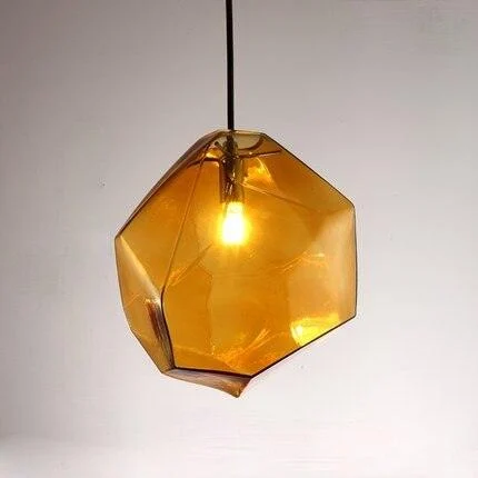 Modern Yellow Blue Stone Glass Pendant Lighting Hanging Lamp -