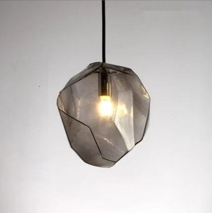 Modern Yellow Blue Stone Glass Pendant Lighting Hanging Lamp -