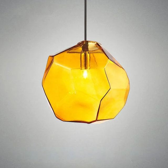 Modern Yellow Blue Stone Glass Pendant Lighting Hanging Lamp -