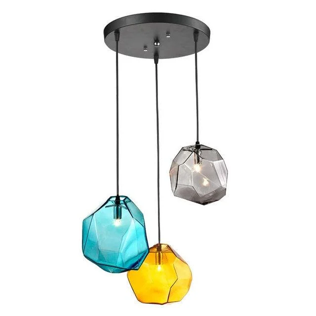 Modern Yellow Blue Stone Glass Pendant Lighting Hanging Lamp -