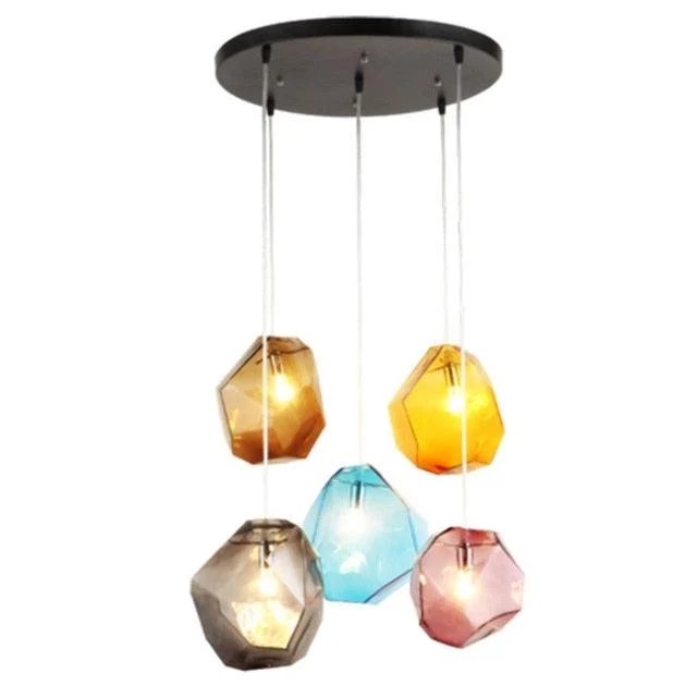 Modern Yellow Blue Stone Glass Pendant Lighting Hanging Lamp -