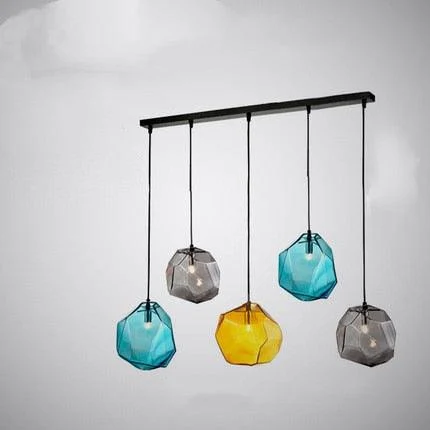 Modern Yellow Blue Stone Glass Pendant Lighting Hanging Lamp -