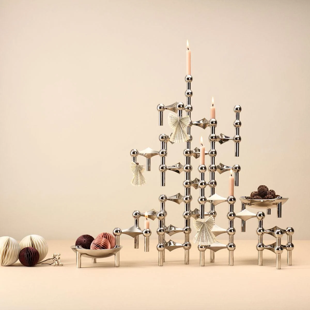 Molecular Structure Stainless Steel Candle Holder -