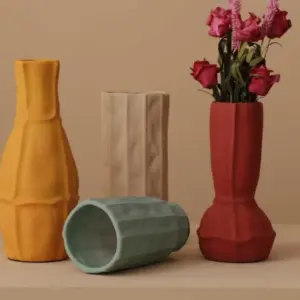 Morandi Geometric Abstract Ceramic Vase - 