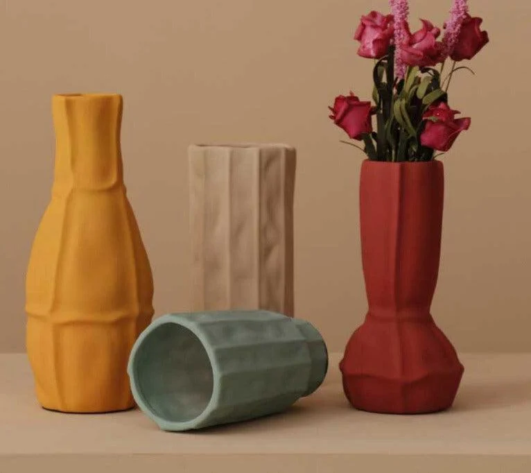 Morandi Geometric Abstract Ceramic Vase -