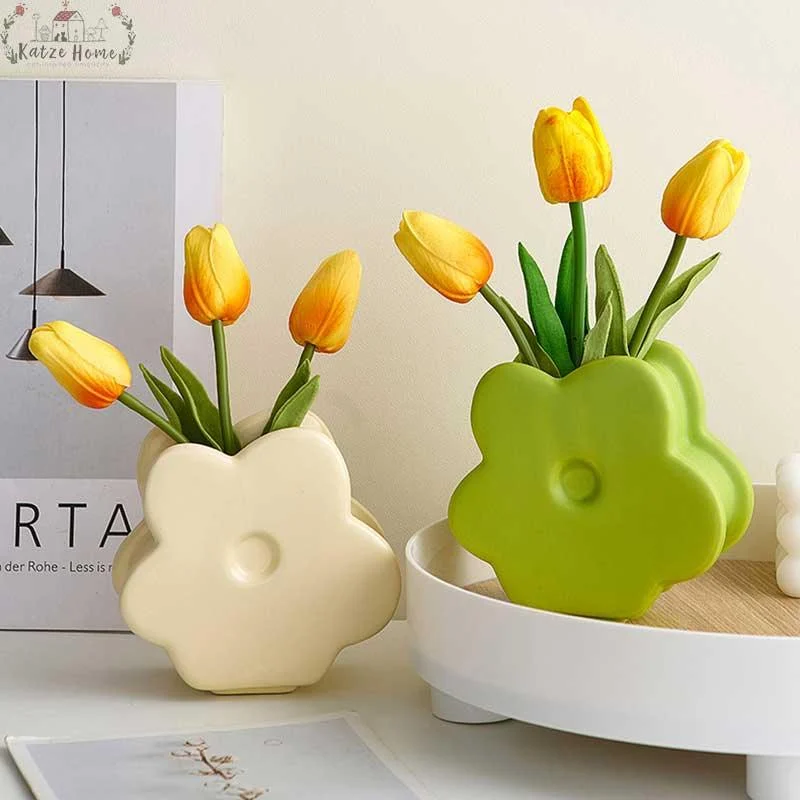 Morandi Pastel Flower Shape Vase -