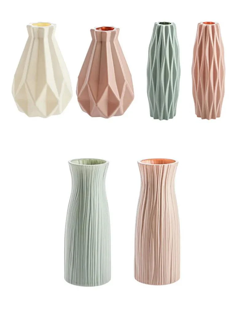 Morandi Plastic Vase: Modern Origami Home Decor -