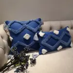 Moroccan Cushion Cover Blue Embroidered Pillowcase 45x45 30x50cm Sofa Decorative Pillow Cover with Tassel Living Room 831da606 85d0 44f0 acda dd66a0a905eb