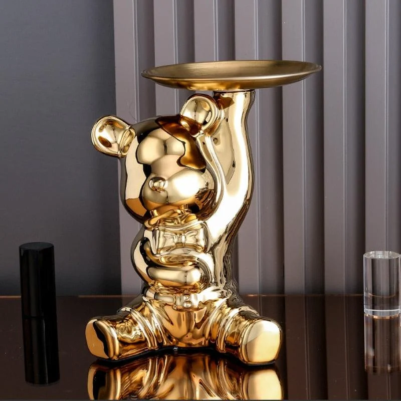 Multi Function Electroplating Bear Doll Shelf Piggy Bank -