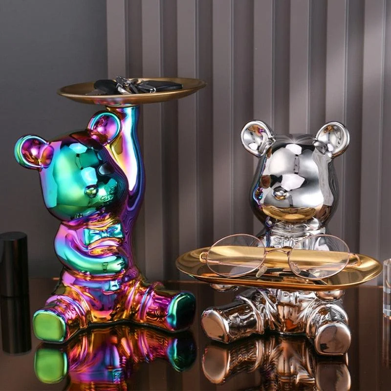 Multi Function Electroplating Bear Doll Shelf Piggy Bank -