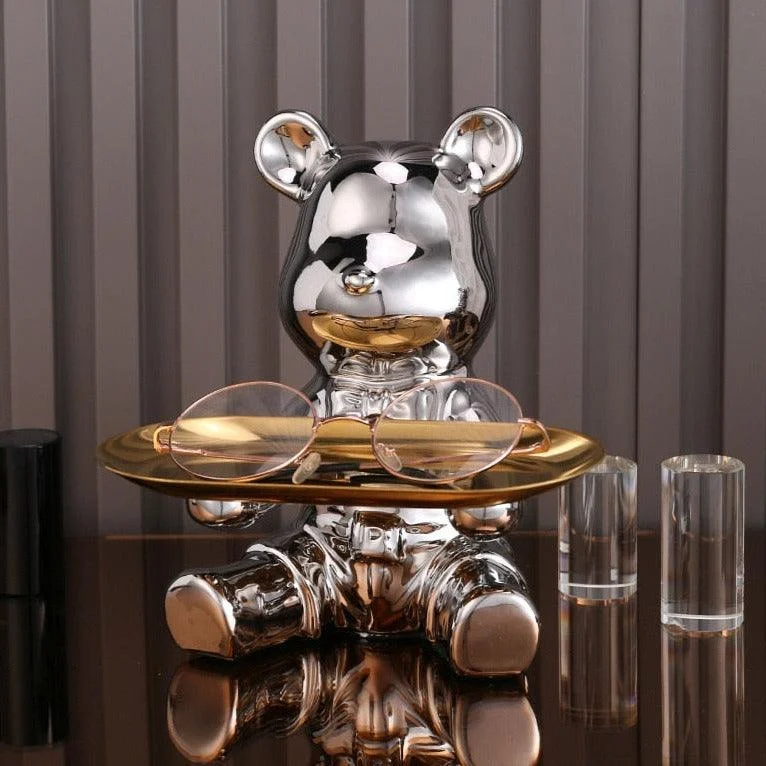 Multi Function Electroplating Bear Doll Shelf Piggy Bank -