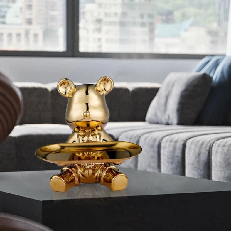 Multi Function Electroplating Bear Doll Shelf Piggy Bank -