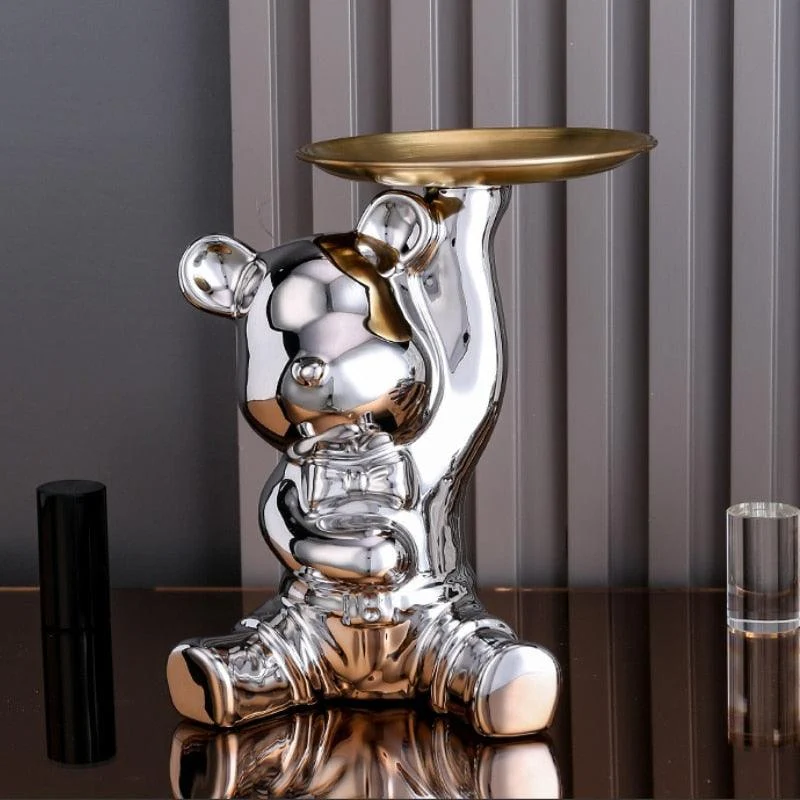 Multi Function Electroplating Bear Doll Shelf Piggy Bank -