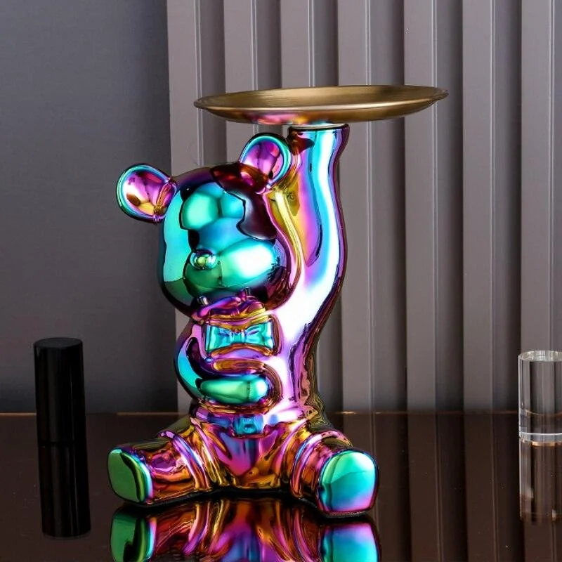 Multi Function Electroplating Bear Doll Shelf Piggy Bank -