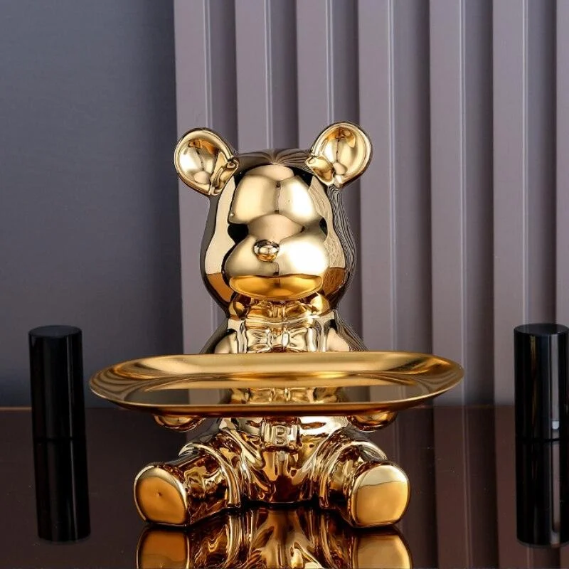 Multi Function Electroplating Bear Doll Shelf Piggy Bank -