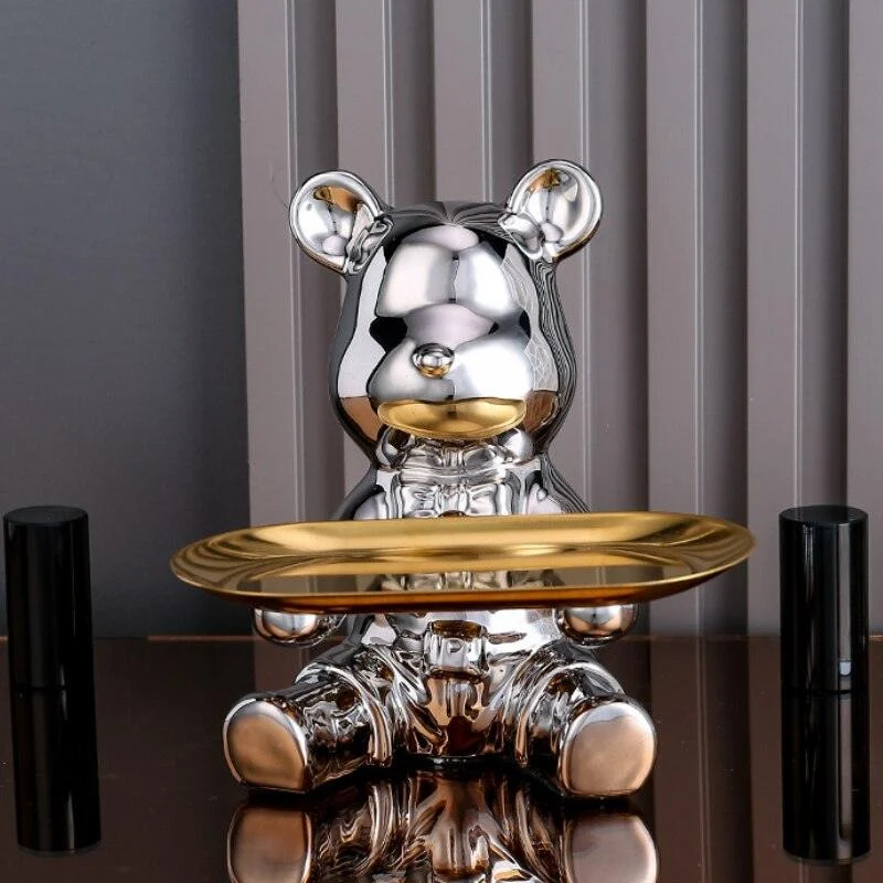 Multi Function Electroplating Bear Doll Shelf Piggy Bank -