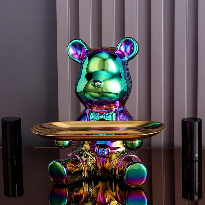 Multi Function Electroplating Bear Doll Shelf Piggy Bank -