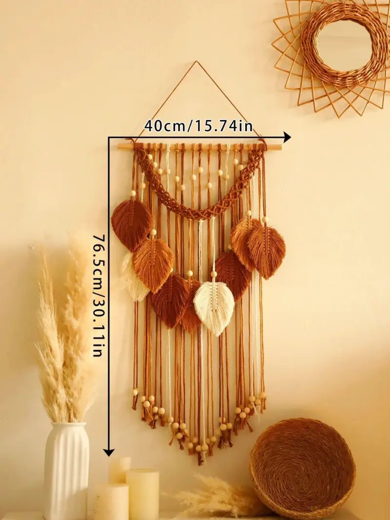 MulticolorLeavesHandWovenWallHanging Homeko10