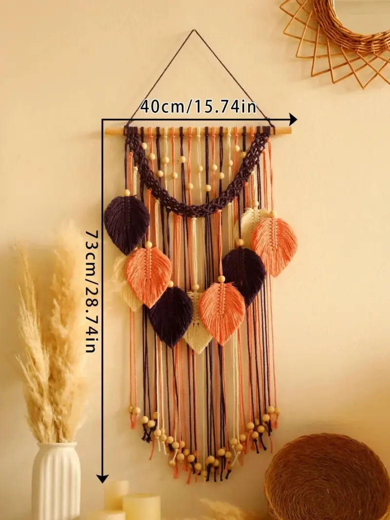 MulticolorLeavesHandWovenWallHanging Homeko11