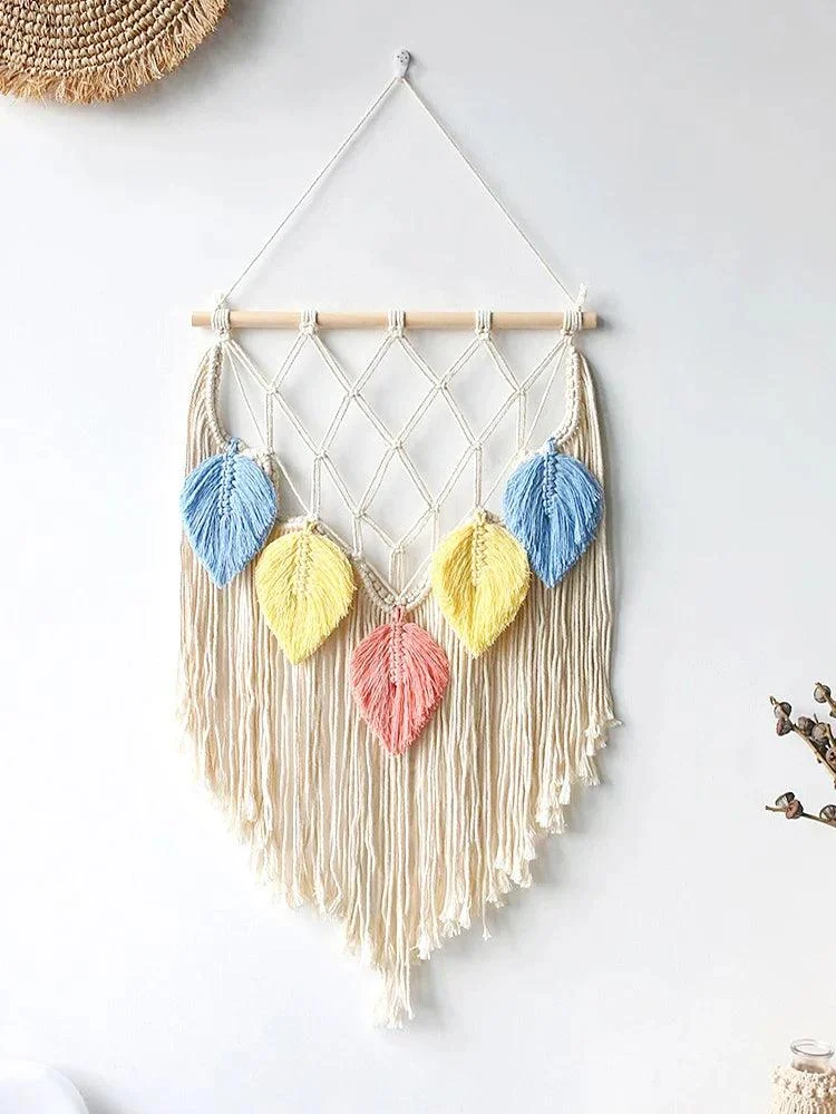 Multicolor Leaves Hand Woven Wall Hanging - Homeko