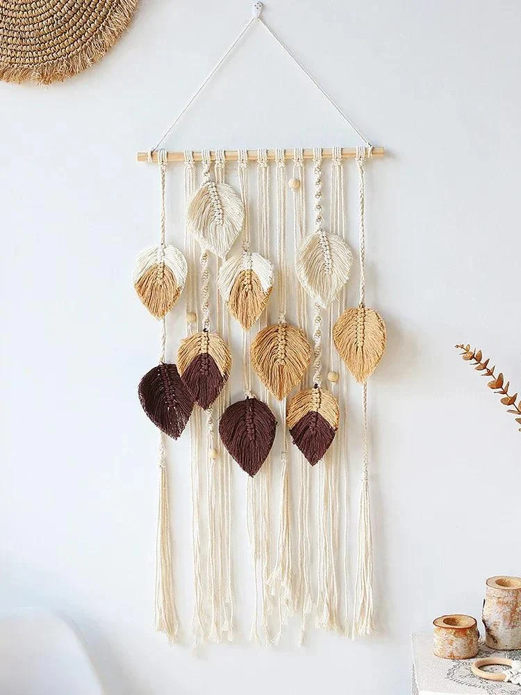 Multicolor Leaves Hand Woven Wall Hanging - Homeko