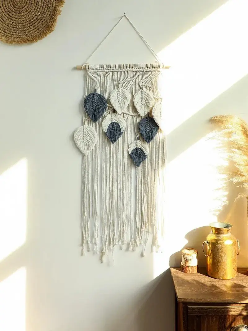 MulticolorLeavesHandWovenWallHanging Homeko7