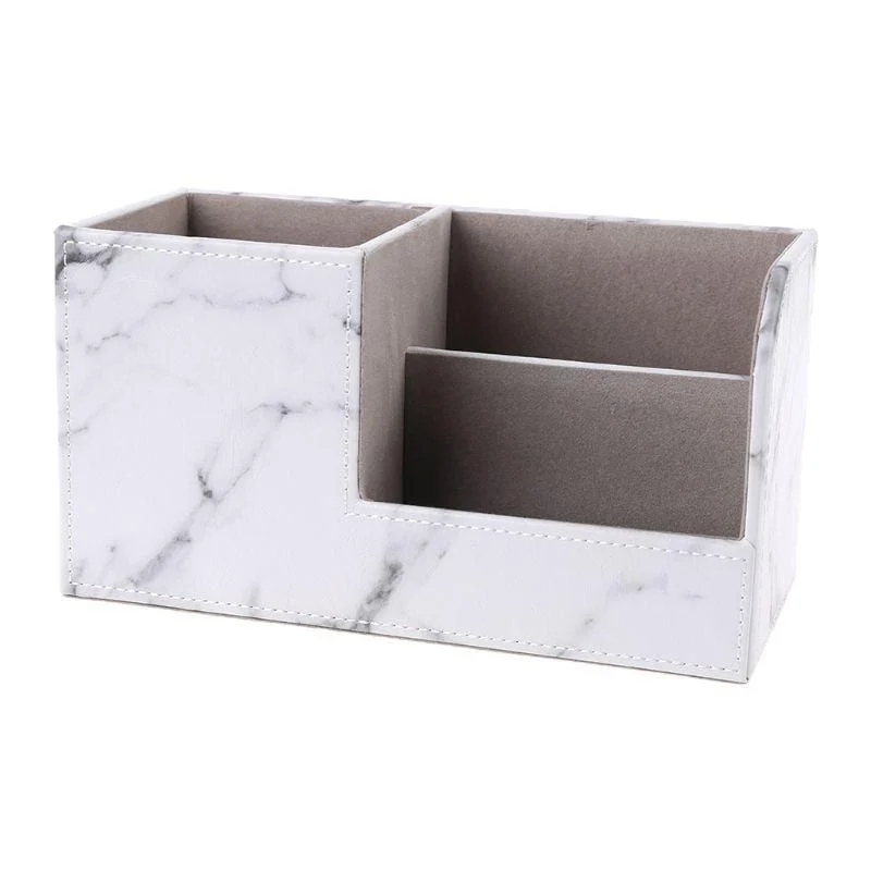 Multifunction Marble Leather Desk Stationery Organizer Pen Pencil Holder Storage L29k