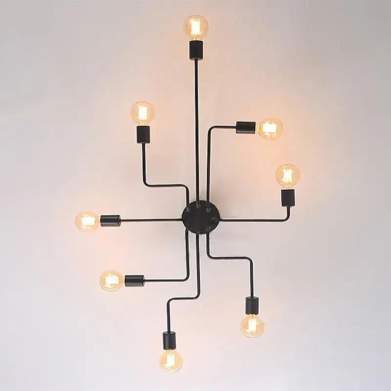 Multiple Rod metal chandelier Vintage Iron Ceiling Lamp Edison E27 Bulb Lamparas for Home Lighting Fixture 56bf62c4 71f1 4eda bdc5 b554d5cb0fcd