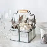 Multiple Usage Wood Handle Handmade Wire Basket Caddy With 4 Galvanized Zin boxes Kitchen Racks Desktop 89c4f587 67de 4173 8b29 520c3654e1d6