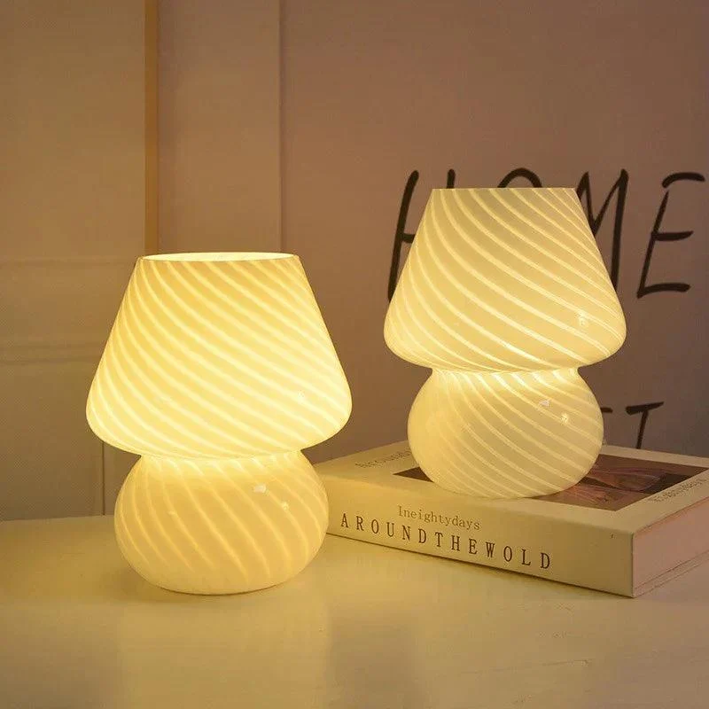 Murano Glass Desk Lamp Glass Table Bedside Lamps Vintage Striped Small Mushroom Decor Ambient Light Bedroom 5bef6dcb E2fe 4d6e B4ee 9e200f7f66a0