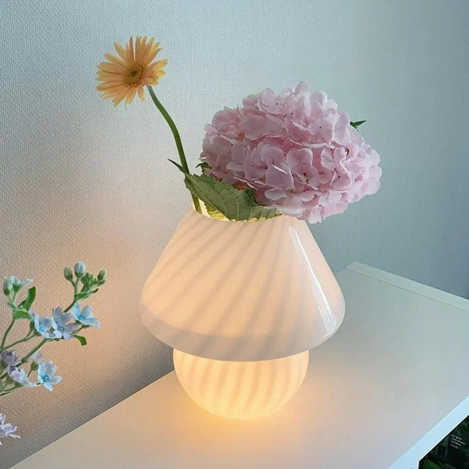 Murano Glass Desk Lamp Glass Table Bedside Lamps Vintage Striped Small Mushroom Decor Ambient Light Bedroom Eb7f7da6 9518 4700 9e52 B9b39c634de5