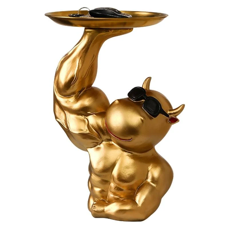 Muscular Cow Golden Tray - Homeko