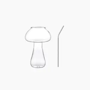 Mushroom Design Cocktail Glass with Straw