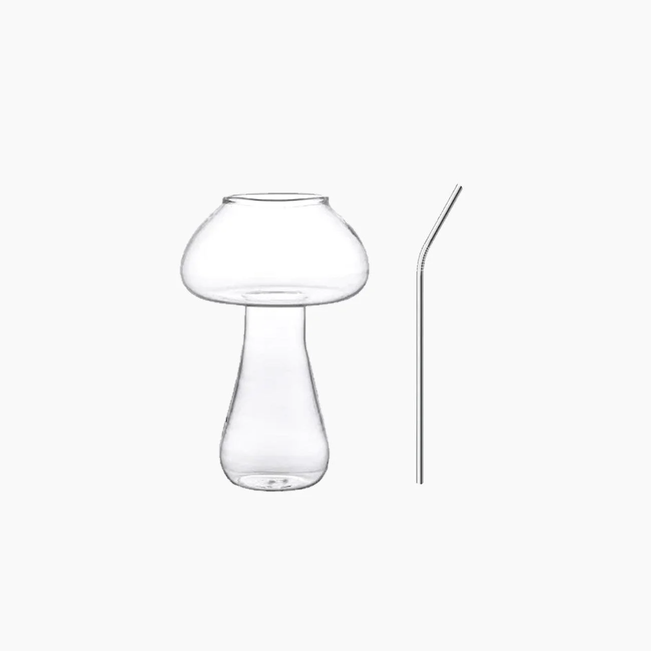 Mushroom Design Cocktail Glass with Straw -