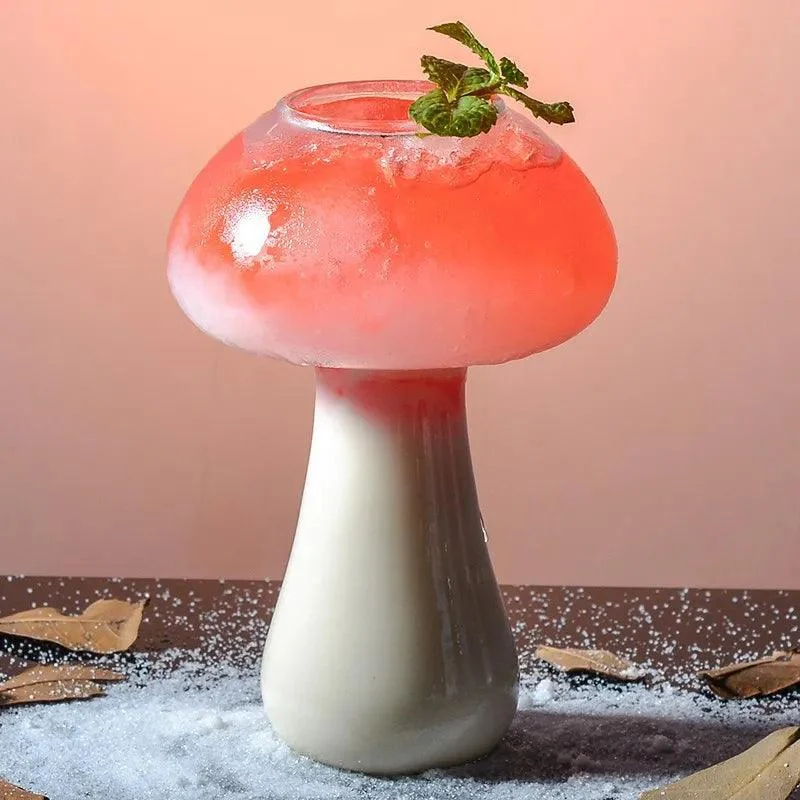 Mushroom Design Cocktail Glass with Straw -