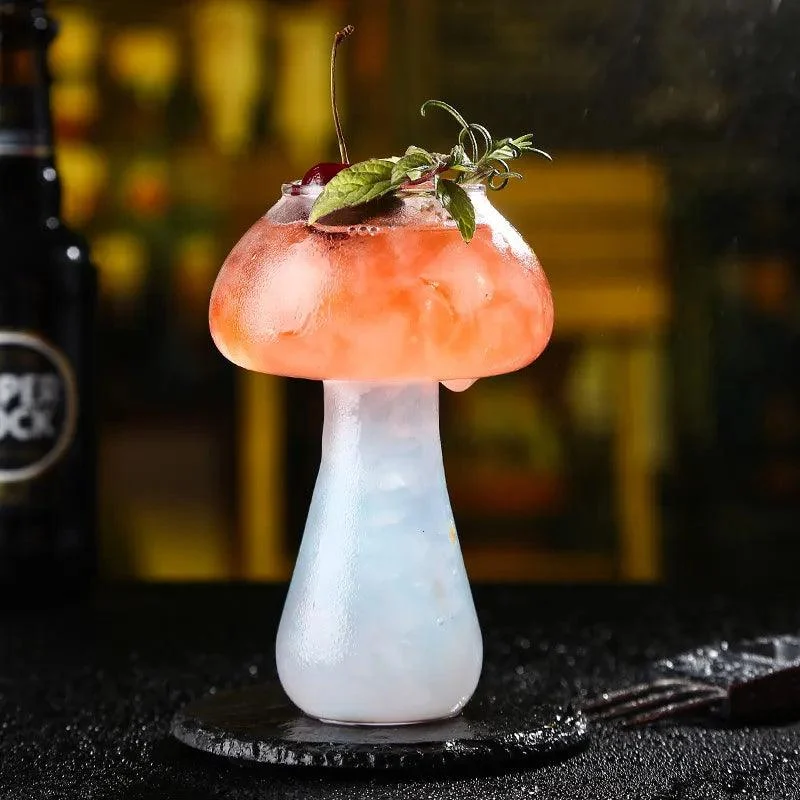 Mushroom Design Cocktail Glass with Straw -