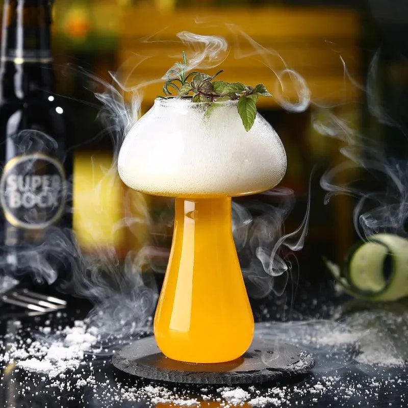 Mushroom Design Cocktail Glass with Straw -