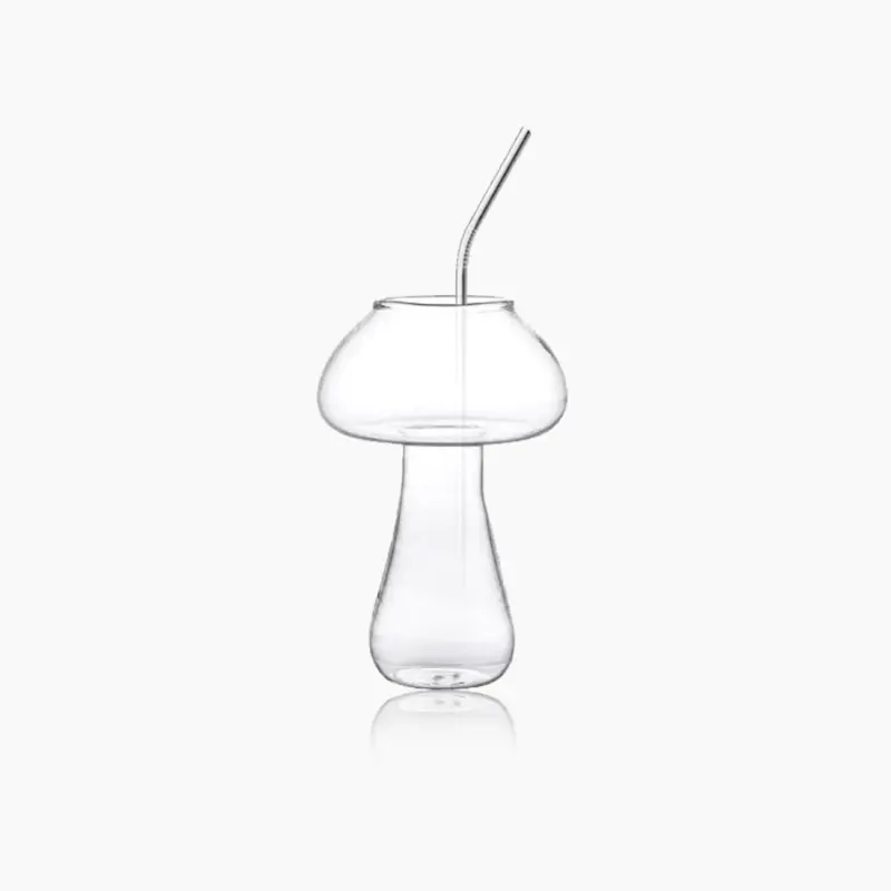 Mushroom Design Cocktail Glass with Straw