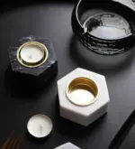 Natural Marble Hexagon Candle Holders