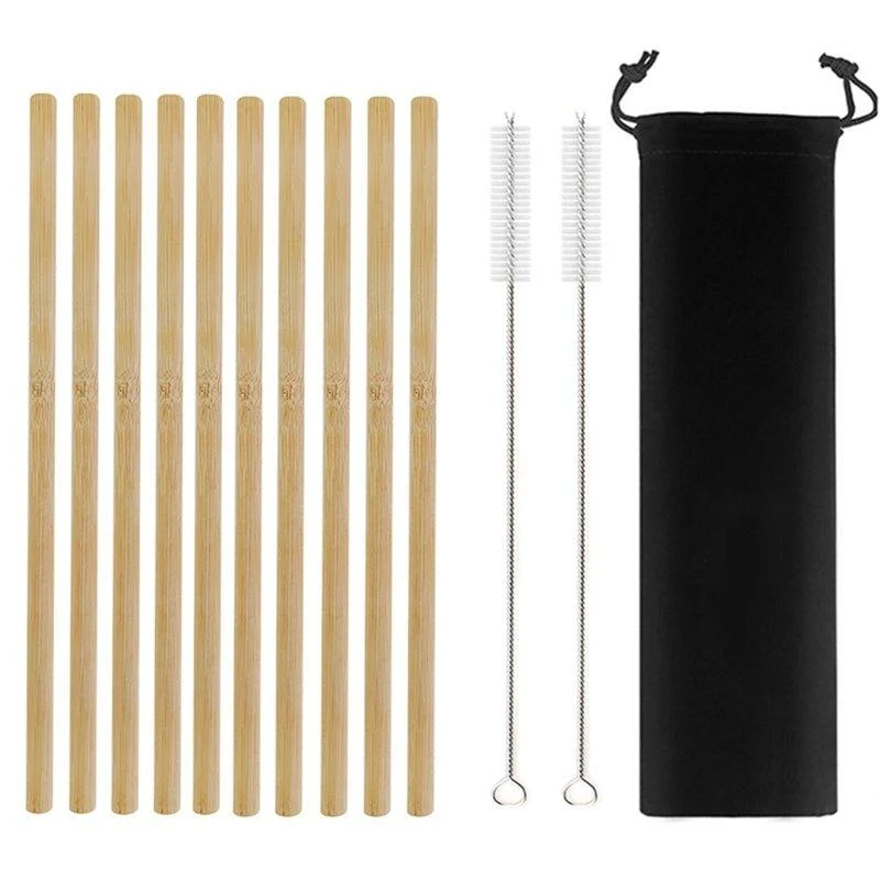 Natural Organic Bamboo Straw Set (10pk) - 
