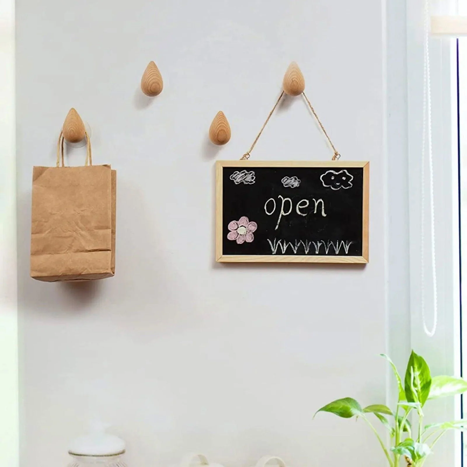 Natural Wood Rain Drop Hanger -