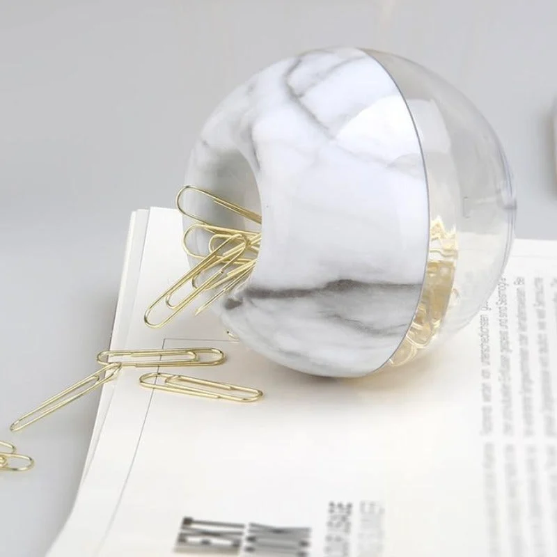 Never Marble Design Paper Clip Apple Shaped Clip Holder Documents Metal Paper Clips Gold Office Accessories