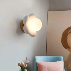 FloralGlimmer - Wall Lamp with Cream Flower