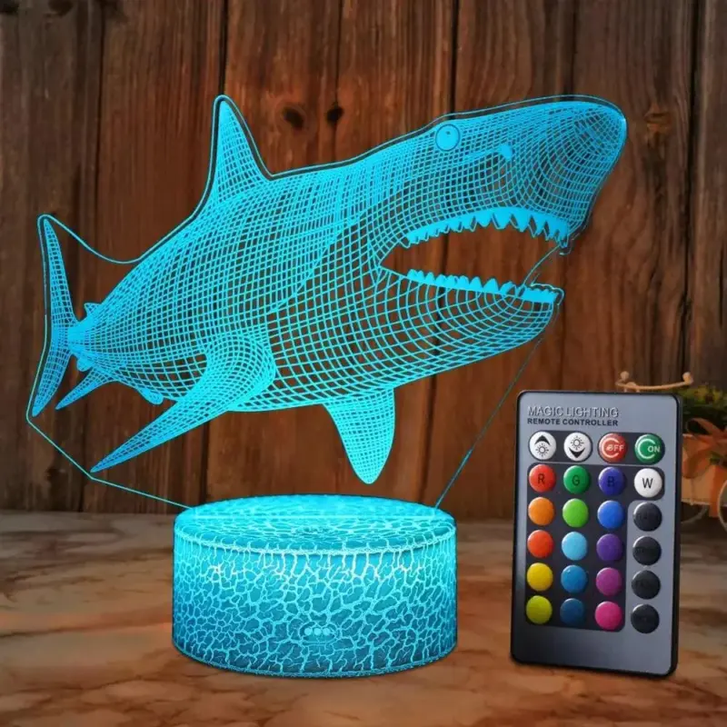 Nighdn Shark 3d Illusie Lamp Baby Nachtlampje Nachtkastje Lamp Kids Room Bureau Decoratie Lampen Verjaardag Cadeau d6f6bafe b86f 445f 8484 b4058a202ac7