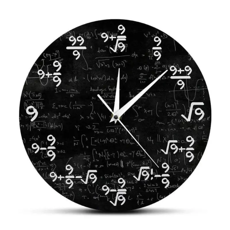Nines Math Equation Wall Clock Geeky Home Decor