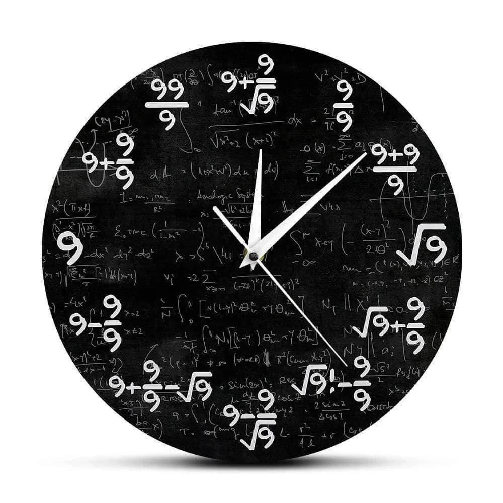 Nines Math Equation Wall Clock - Geeky Home Decor -